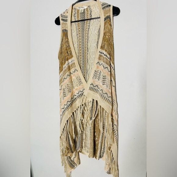 Say What? Cream Knit Vest with Fringe - Picture 4 of 6